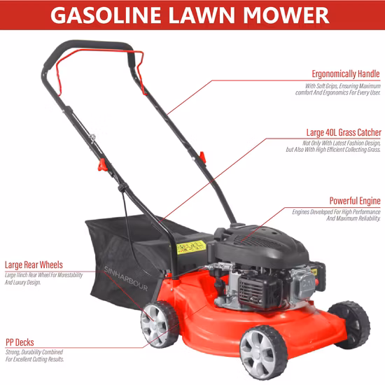 High Quality 16inch Plastic Deck Hand Push Sinharbour Sg300 Engine Gasoline Lawn Mower